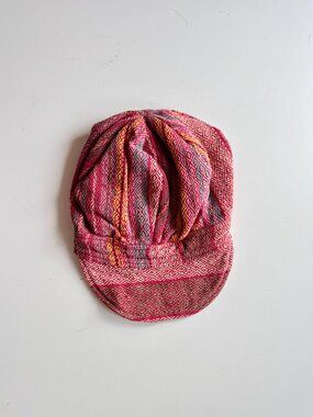 THE FAIRIES PAJAMAS Red Nepalese Cotton Woven Oversized Newsboy Hat, Size S/M